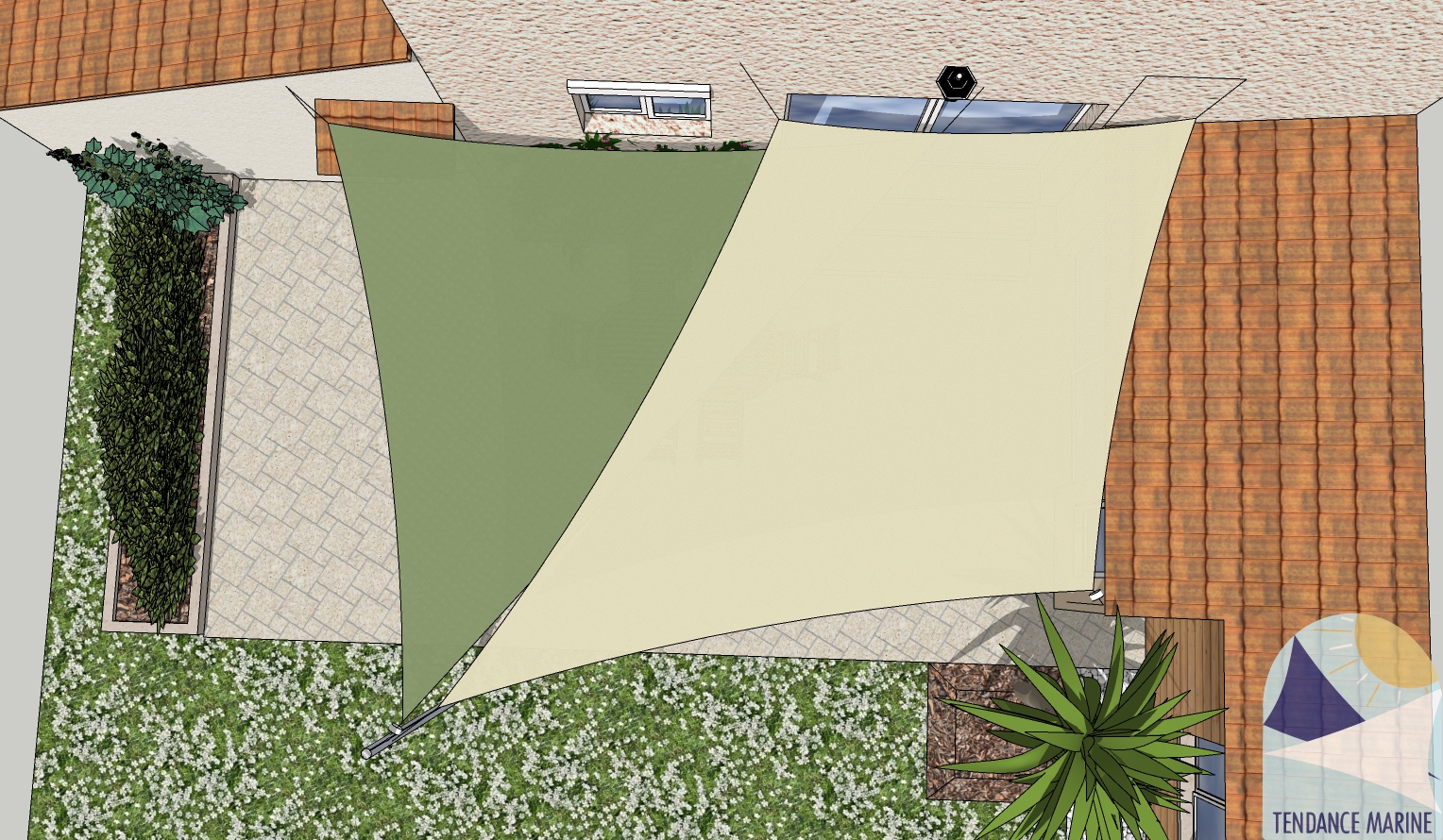 SketchUp voile d ombrage trapeze triangle sur mesure
